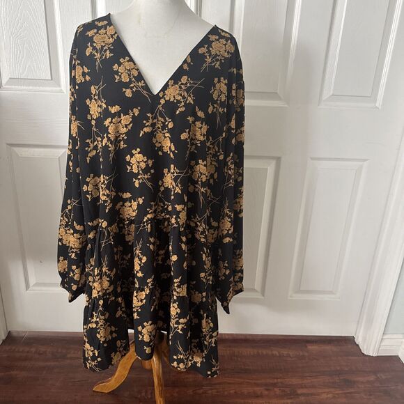 Nasty Gal Womens Plus Babydoll Dress Plus Sz 20 Floral Cottage Core Boho - Picture 1 of 11